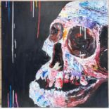 Jamiee Miller abstract 'Skull in Darkness' oil on canvas. Size 100 x 100cm.