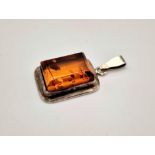 STERLING SILVER AMBER NECKLACE 7.8G