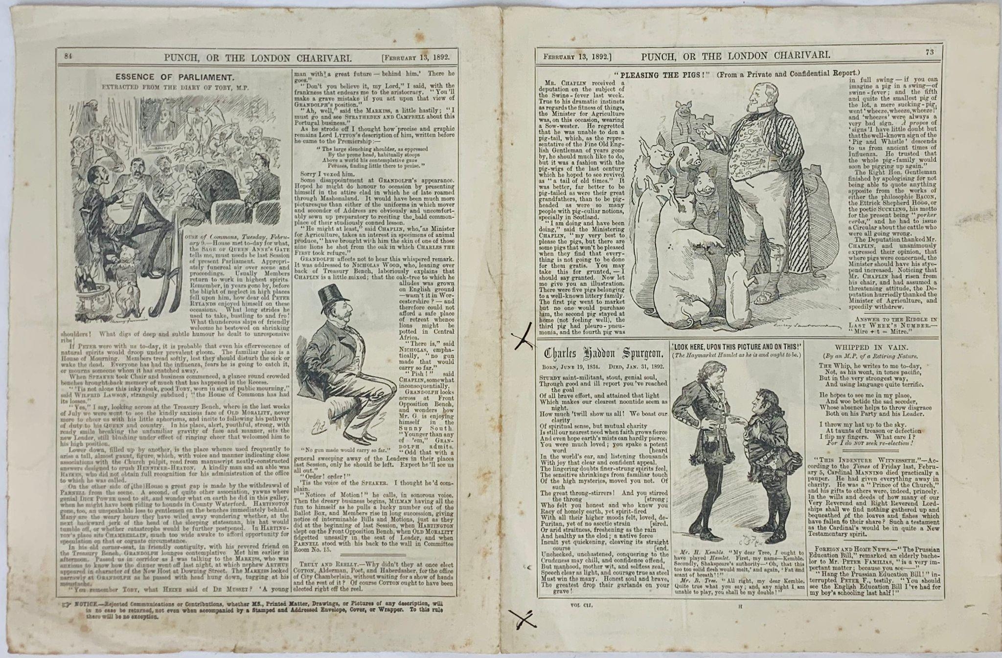 Four Antique Pieces of Original Punch Magazine Satire and Caricature. Including, Drop the Pilot - - Image 5 of 6