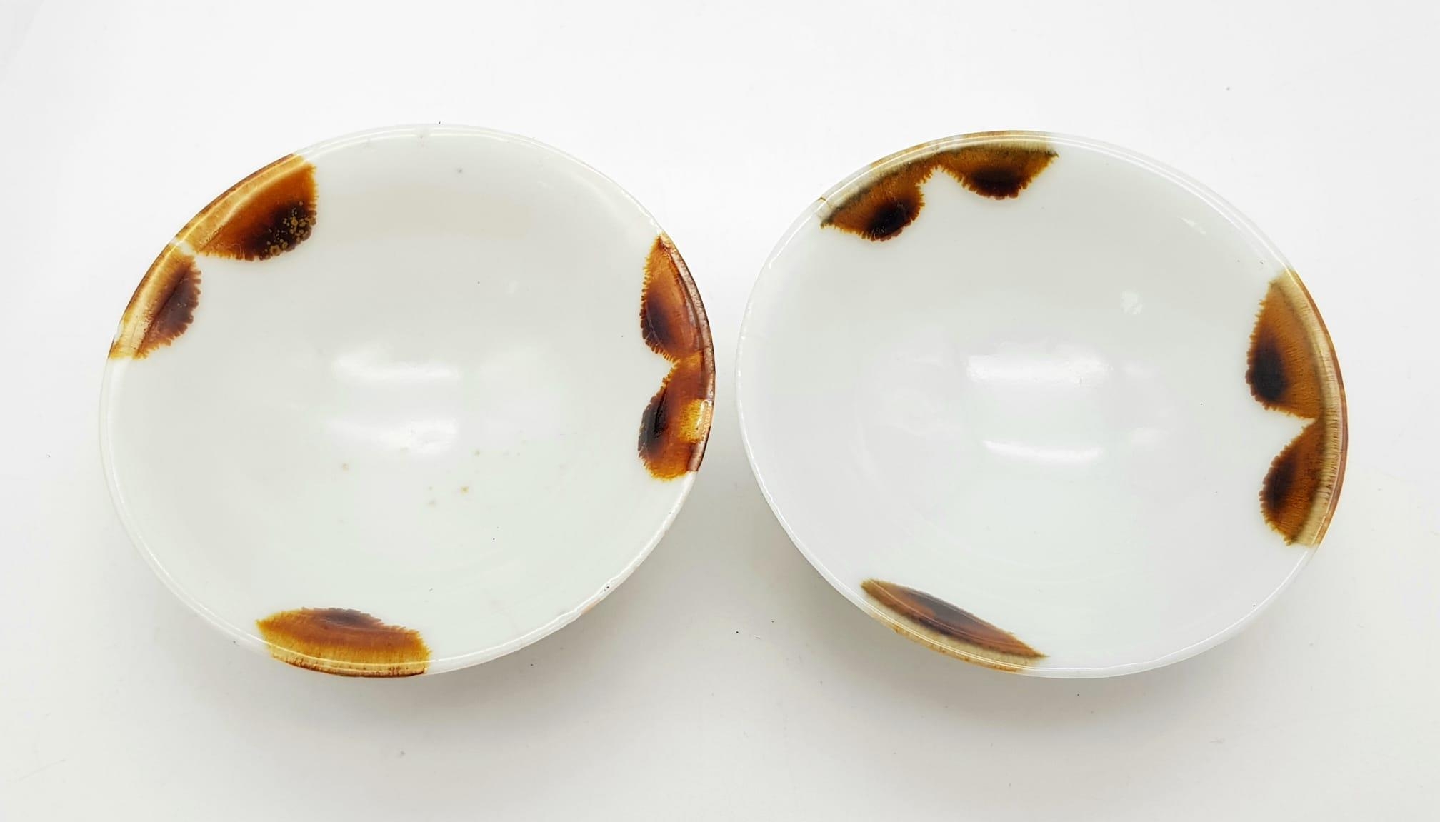 A Pair of Antique Bone China Chinese Cups circa 1720s. 6.5cm in diameter and 2.5cm tall.