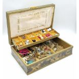 LOVELY JEWELLERY BOX FULL OF COSTUME JEWELLERY & SOME SILVER AF