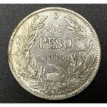 A Chile One Peso 1915 Silver Coin.