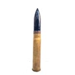 INERT WW1 British 6 Pounder Hotchkiss Cannon Cartridge Shell. The shell with black painted