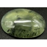 23.95 Ct Natural Prehnite. Green. Oval Cabochon. Comes with GLI Certificate.