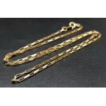 A 9k Yellow Gold Small Elongated Link Necklace. 44cm. 2.1g.