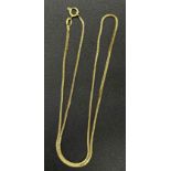 An 18K Yellow Gold Thin Foxtail Link Necklace. 40cm. 4.6g