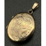 A Vintage 9K Yellow Gold Locket Pendant. 3.5cm. 3.36g