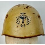 WW2 Italian Airforce M1933 Helmet in North Africa Campaign Colour.