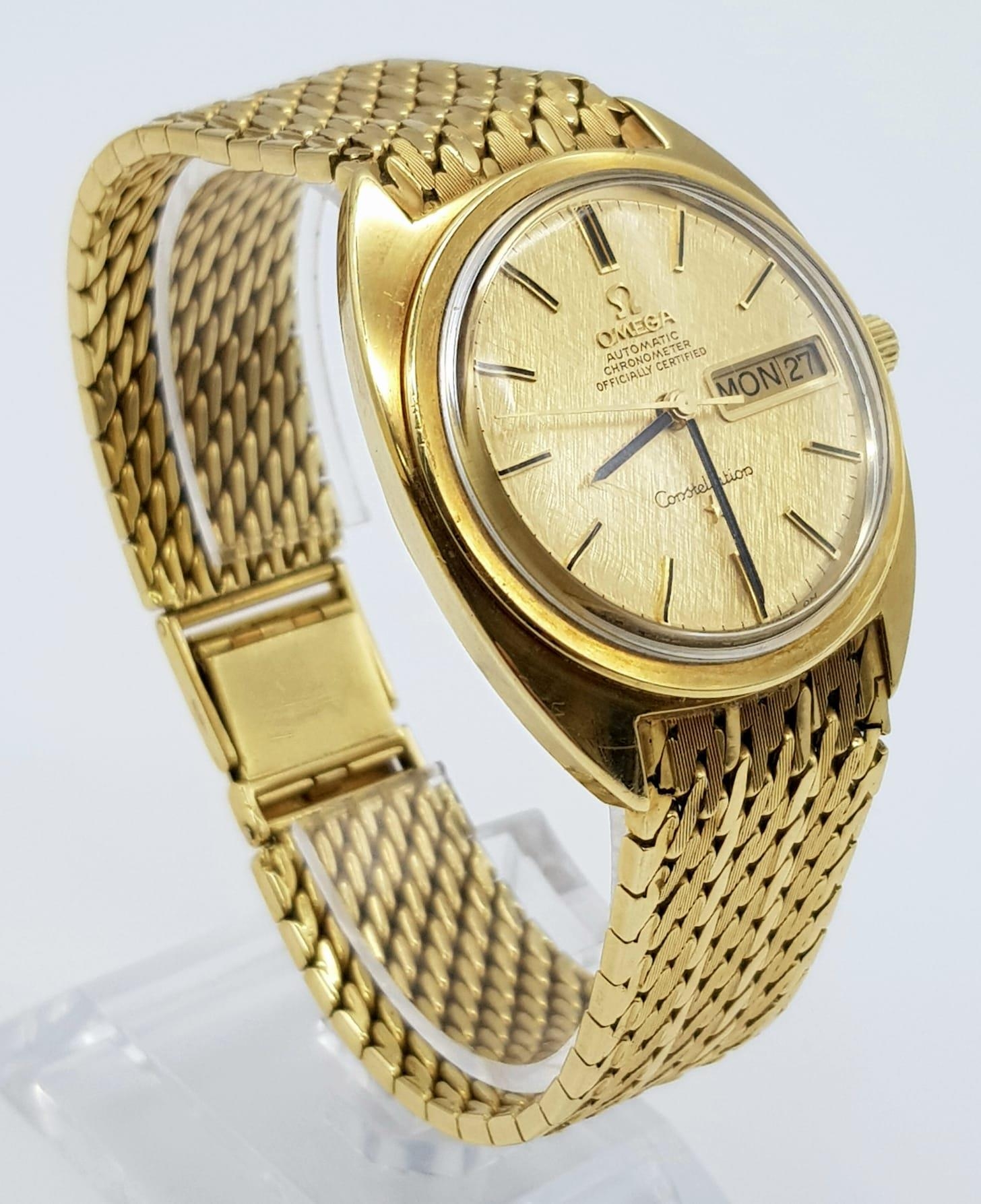 A Vintage 18K Solid Gold Omega Constellation Automatic Gents watch. Solid gold strap and case - - Image 2 of 12