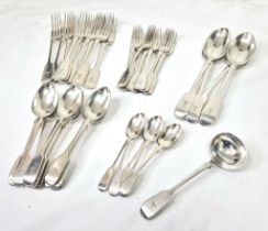 A 48 Piece Section of a Victorian Sterling Silver George Adams Flatware Set. Includes: 6 serving