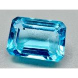 A 10ct Aquamarine Gemstone. Emerald step-cut.