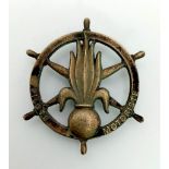 Indo-China Period French Foreign Legion 3rd Company 2nd Para Troop Regiment Cap Badge in Silver.