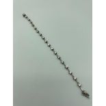 SILVER TENNIS BRACELET set with clear gemstones. 18 cm.