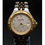 An Ellese Two Tone Quartz Movement Ladies Watch. Two tone metal strap and case - 35mm. White dial