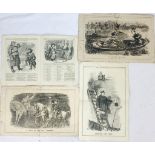 Four Antique Pieces of Original Punch Magazine Satire and Caricature. Including, Drop the Pilot -