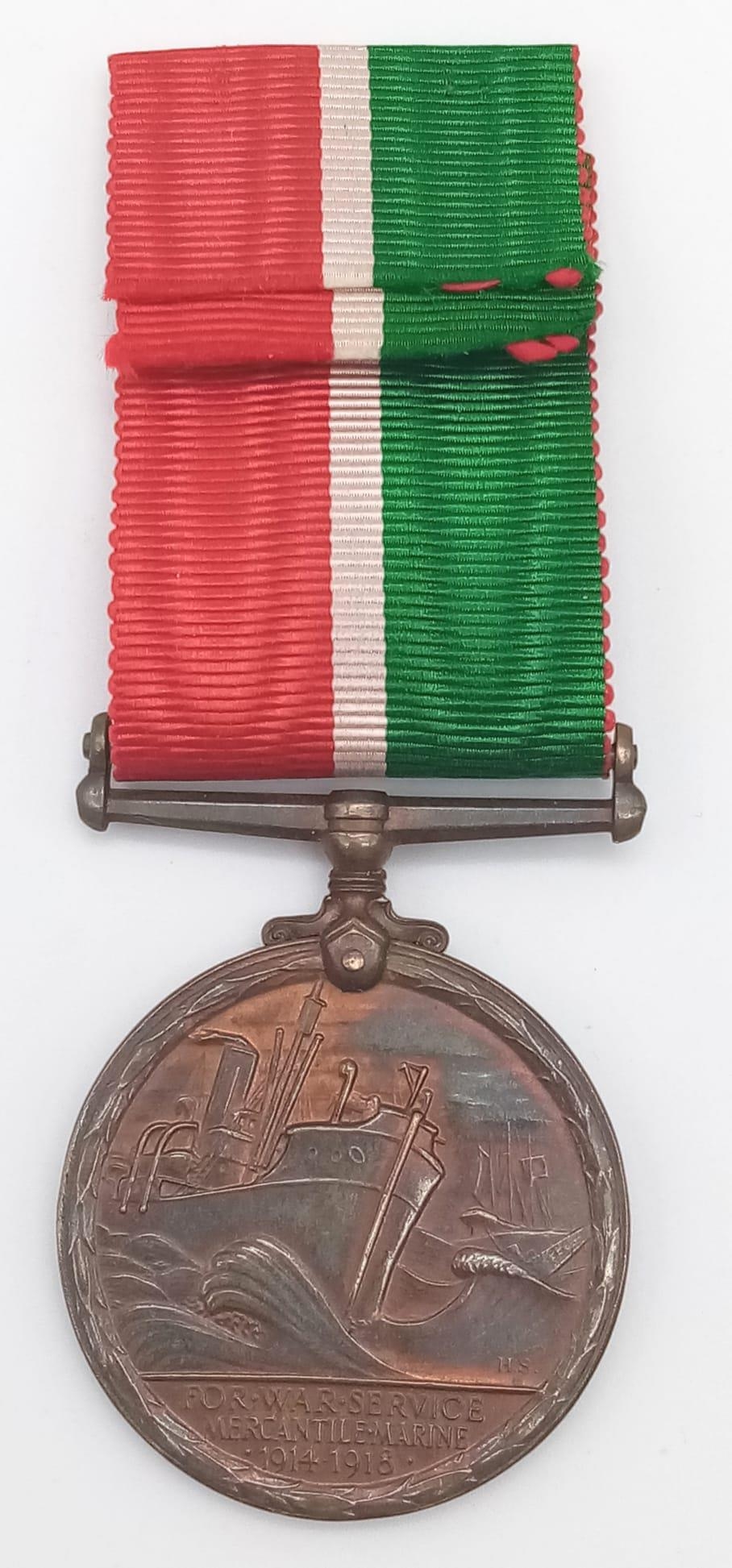 Mercantile Marine War Medal named to Ernest J Warne. Ernest James Warne was born in 1898 in - Image 3 of 4