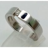 18k white gold diamond set 5mm band with small diamond also set inside inner band, Total Weight 10g,