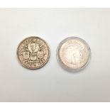 A 1972 Silver Danish 10 Kroner Coin and a 1953 Southern Rhodesian Silver Crown.