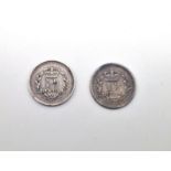 Two Queen Victoria One and a Half Pence Silver Coins. 1842 and 1862. S3915. Please see photos for