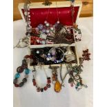 Vintage jewellery box, Complete with large selection of Quality costume jewellery.