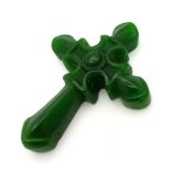 A Green Jade Cross Pendant. 5 x 4cm