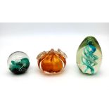 A Selection of 3 Paperweights, Tallest is 11cm in height.