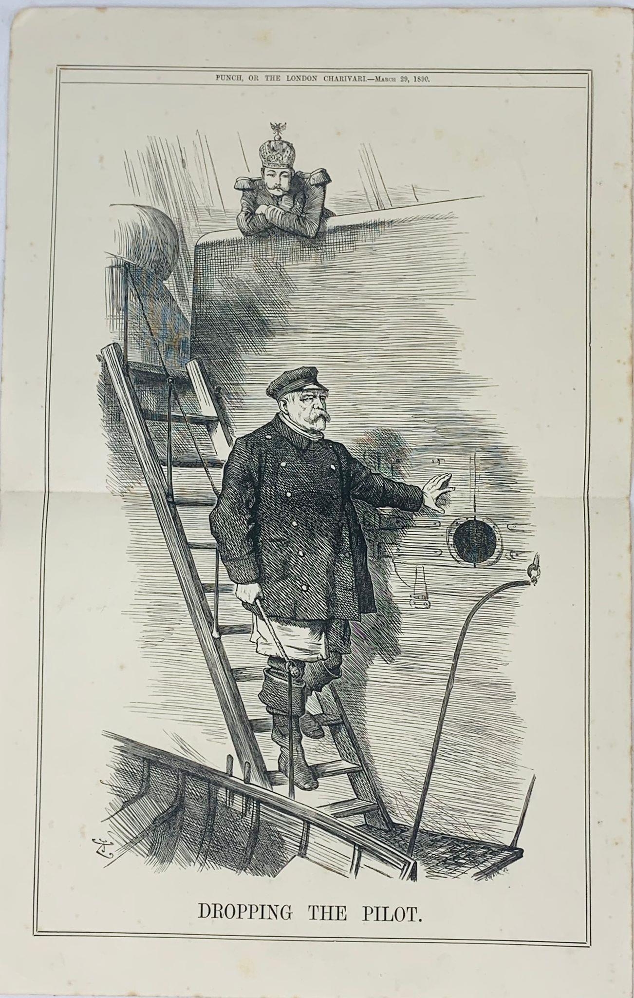 Four Antique Pieces of Original Punch Magazine Satire and Caricature. Including, Drop the Pilot - - Image 3 of 6
