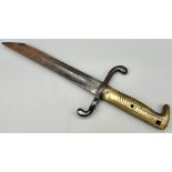 WW1 Trench Fighting/Combat Knife Fashioned from a French Chassepot M1860 Bayonet. Hooked pommel with