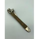 Vintage SOLINGEN CIGAR CUTTER. Larger size with ornate Red and black patterned sides. 15.5 cm.