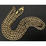 An Italian 9k Yellow Gold Flat-Curb-Link Chain. 60cm. 10.32g