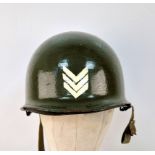 An Original Very Good Condition US 1940’s-1960’s Army Helmet, Repainted having been used by a re-