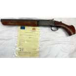 A Deactivated Cooey 12 Bore Sawn-Off Shotgun. This Canadian model has a 12.75 inch barrel. Comes