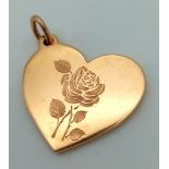 TIFFANY & CO 18K ROSE GOLD ROSE ENGRAVED HEART PENDANT. WEIGHS 7.8G
