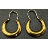 A Pair of Vintage Rose Gold Small Hoop Earrings. 1.96g total weight.