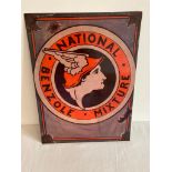 Vintage METAL SIGN for National Benzole Petrol. 40 x 30 cm.