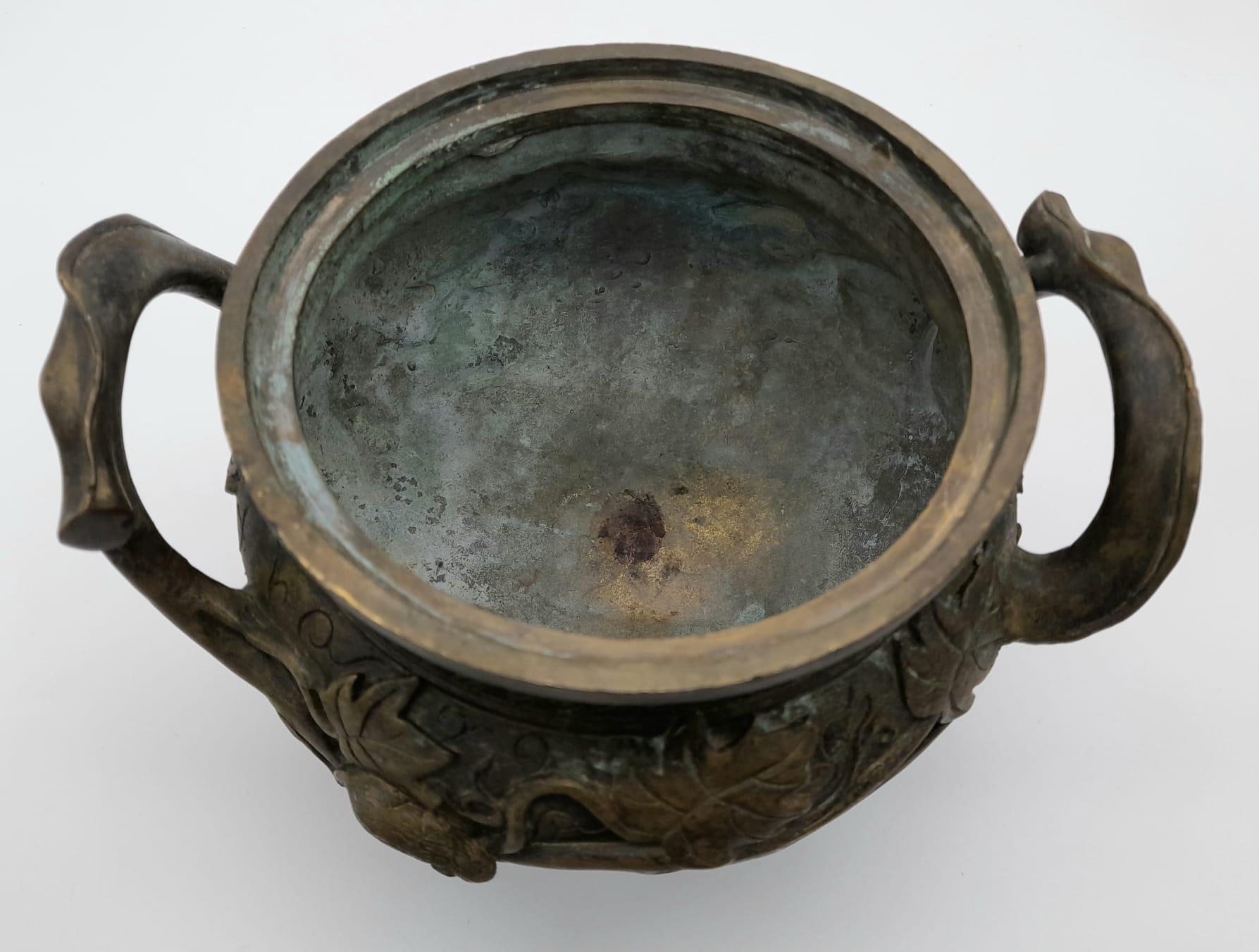 A Late Qing Dynasty Three Piece Bronze Censer. Rat at the apex overseeing a good harvest. 26cm tall. - Image 4 of 5