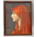 A Framed Portrait of Saint Fabiola, Nurse, By Henner. H28cm x W23cm.
