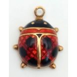 9K YELLOW GOLD ENAMELLED LADYBIRD CHARM 1.5G