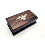 WW2 German Dark Wood Trinket Box with a Luftshutz (air raid police) Officers badge on top.