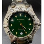 A Vintage Krug-Baumen Oceanmaster Gents Watch. Two tone metal strap. Case - 38mm. Green dial with