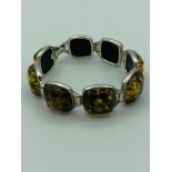 Vintage SILVER and AMBER BRACELET. 19 cm.