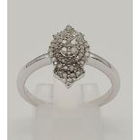 Ex Display Sterling Silver and Diamond Cluster Ring Size R. Round Cut Stones Variable Sizes. Gross