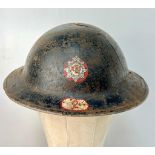 WW2 British National Fire Service Brodie Helmet. The helmet of usual form with hand painted NFS