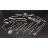 A outstanding selection of Silver Necklaces, all very different and some with pendants. total weight