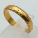 A Vintage 22K Yellow Gold Band Ring. Size M. 4.07g