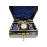 Antique silver ladies pocket watch in jewellery box with key , watch AF