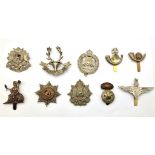 10 x WW2 British Infantry Cap Badges.