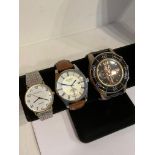 3 x Gentlemans quartz Wristwatches, to include a PHILIP MERCIER finished in stainless steel,a