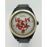 A Vivian Westwood - Let it Rock! Watch. Black ceramic strap and case - 35mm. White dial with let
