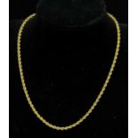 An Italian 9K Yellow Gold Rope-Twist Necklace. 40cm. 3.04g